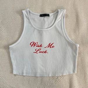 SHEIN,”wish me luck” graphic tank top